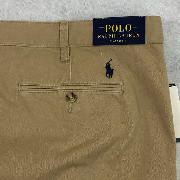Polo Ralph Lauren Shorts Mens 50B Tan Chino Classic Fit Preppy NEW - Picture 10 of 14